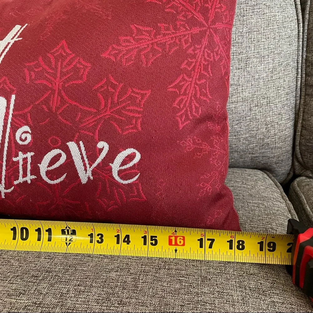 “Just Believe” Holiday Pillow -Red
